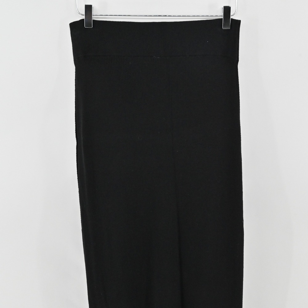 Free People Ribbed Knit Midi Skirt Womens Size M Black Stretch Minimalist Cotton - Picture 11 of 13